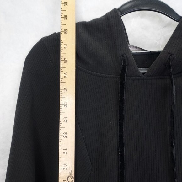 Zara Trafaluc Hooded Sweatshirt Womens XS Black Top White Cotton Shirt Underlay - Picture 11 of 14